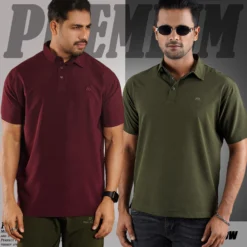 MX-132 Mens Polo Shirt-Olive & Maroon
