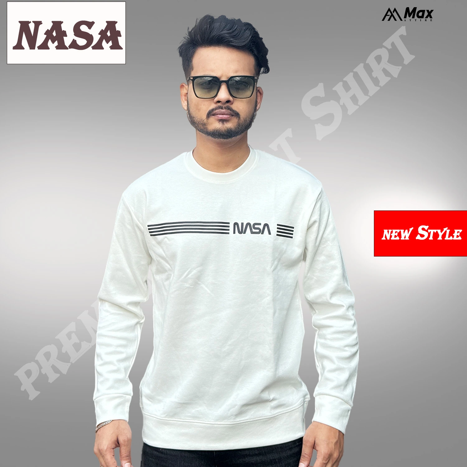 MX-137 Max Premium Sweat Shirt Combo-Black & White - Image 2