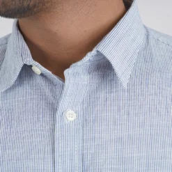 Alternative view of MX-133 Mens Premium Shirt for Men-Greige Striped & Blue Striped