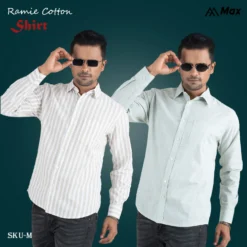 MX-133 Premium Shirt for Men-Greige Striped & Green Striped
