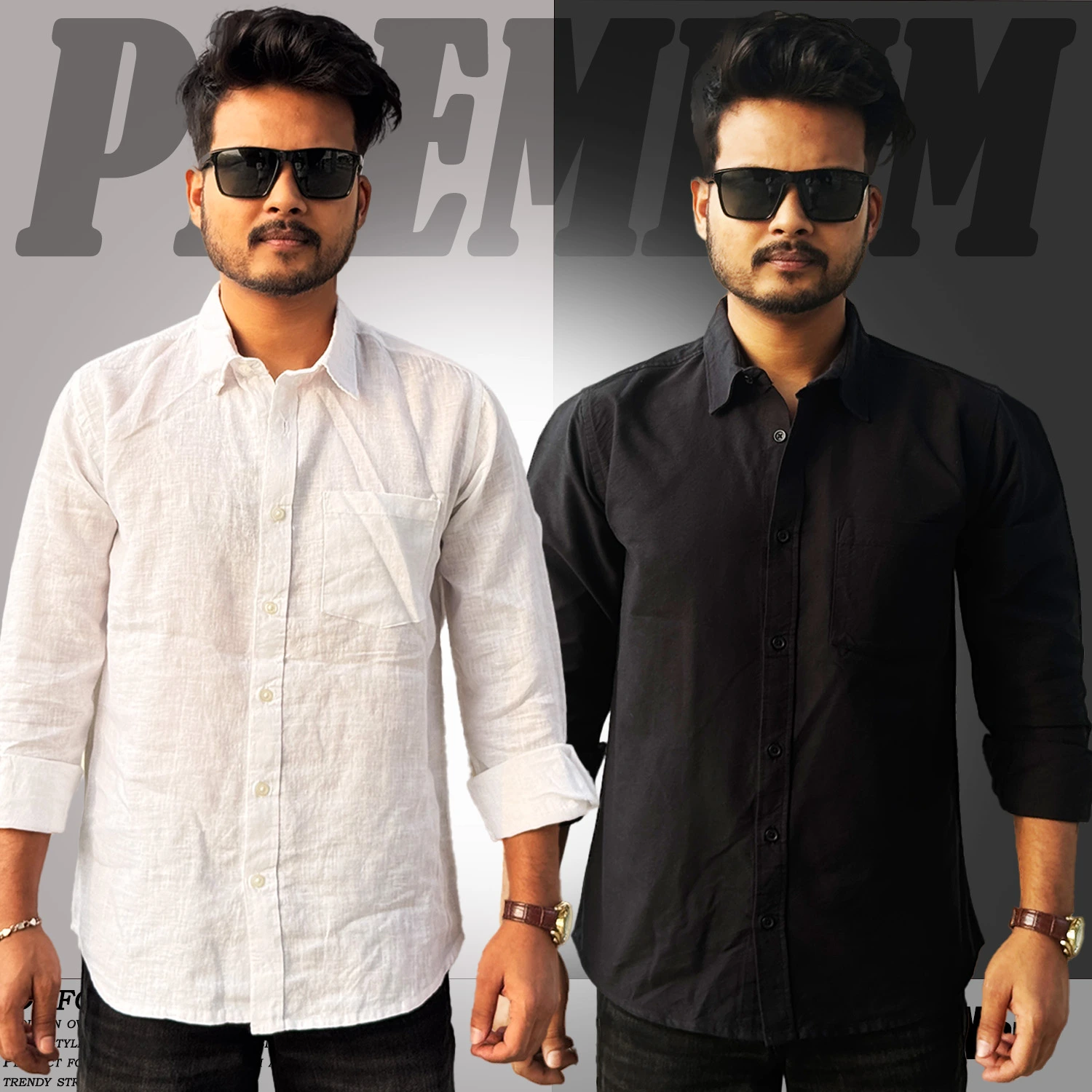 MX-133 Premium Oxford Shirt-Black & White