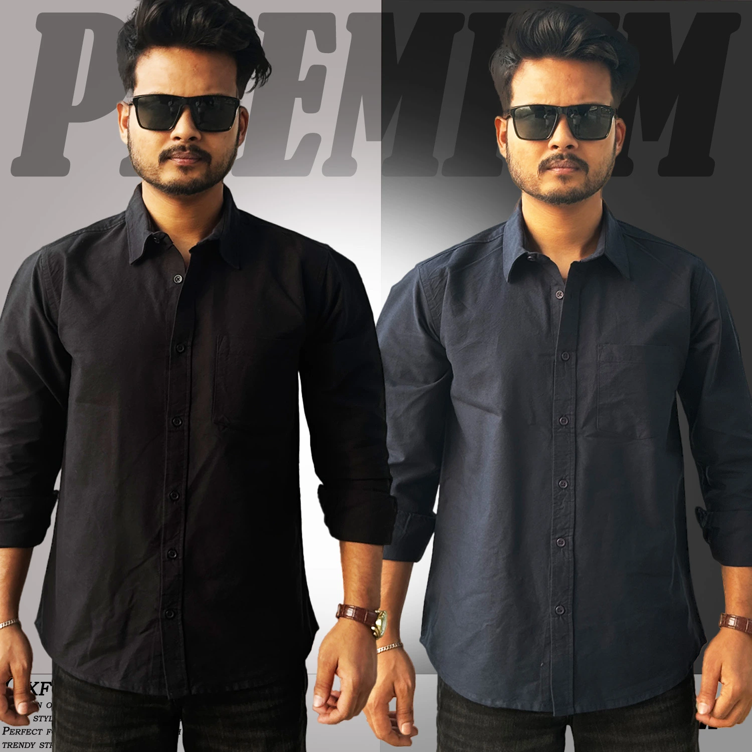 MX-133 Premium Oxford Shirt-Black & Navy