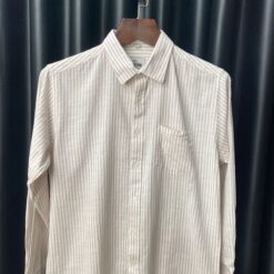 MX-133 Premium Ramie Shirt-Coffe Striped